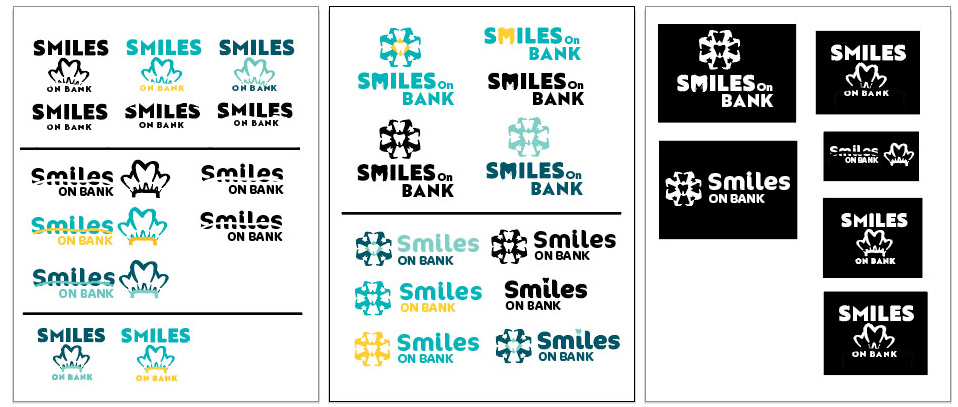 Multiple variations of logos and colours