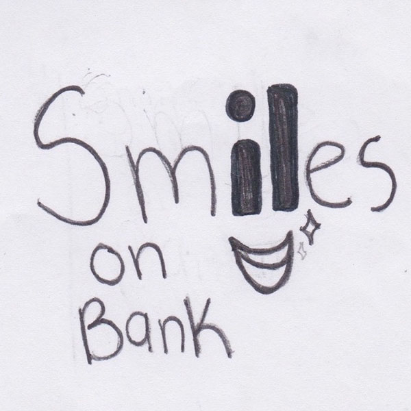 Workmark turning the word Smiles into a smile logo sketch