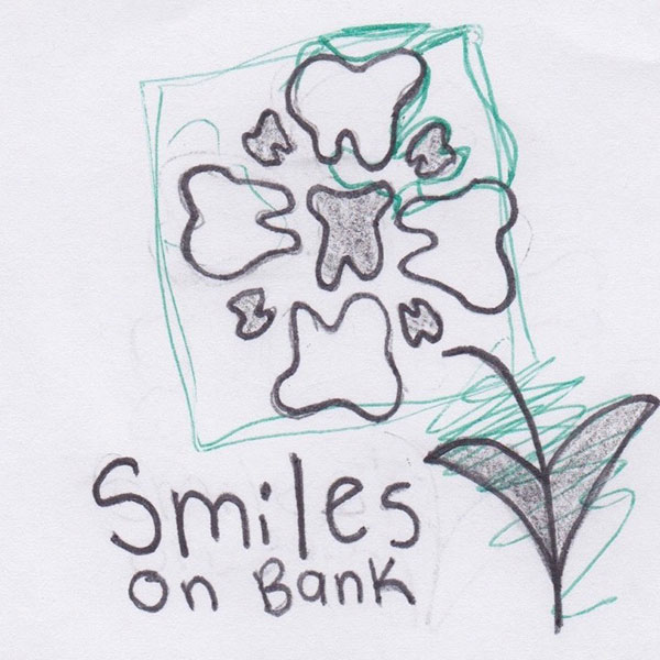 Multiple teeth as a flower logo sketch