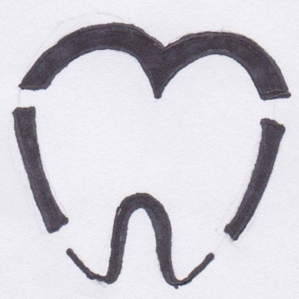 Tooth seperated in four logo sketch