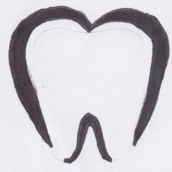 Tooth seperated in two logo sketch