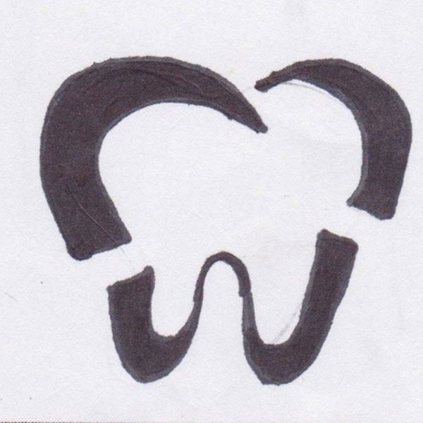 Tooth seperated in three logo sketch
