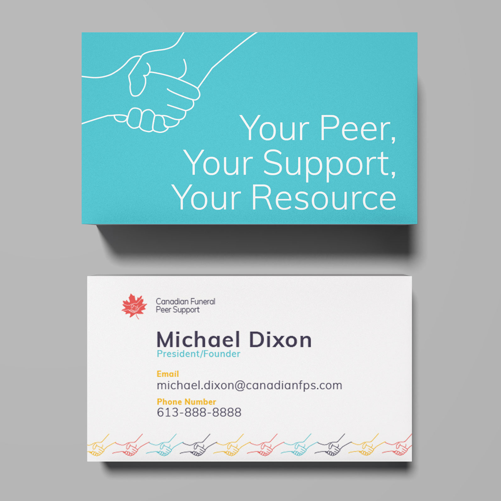 A positive business card for a funeral support group