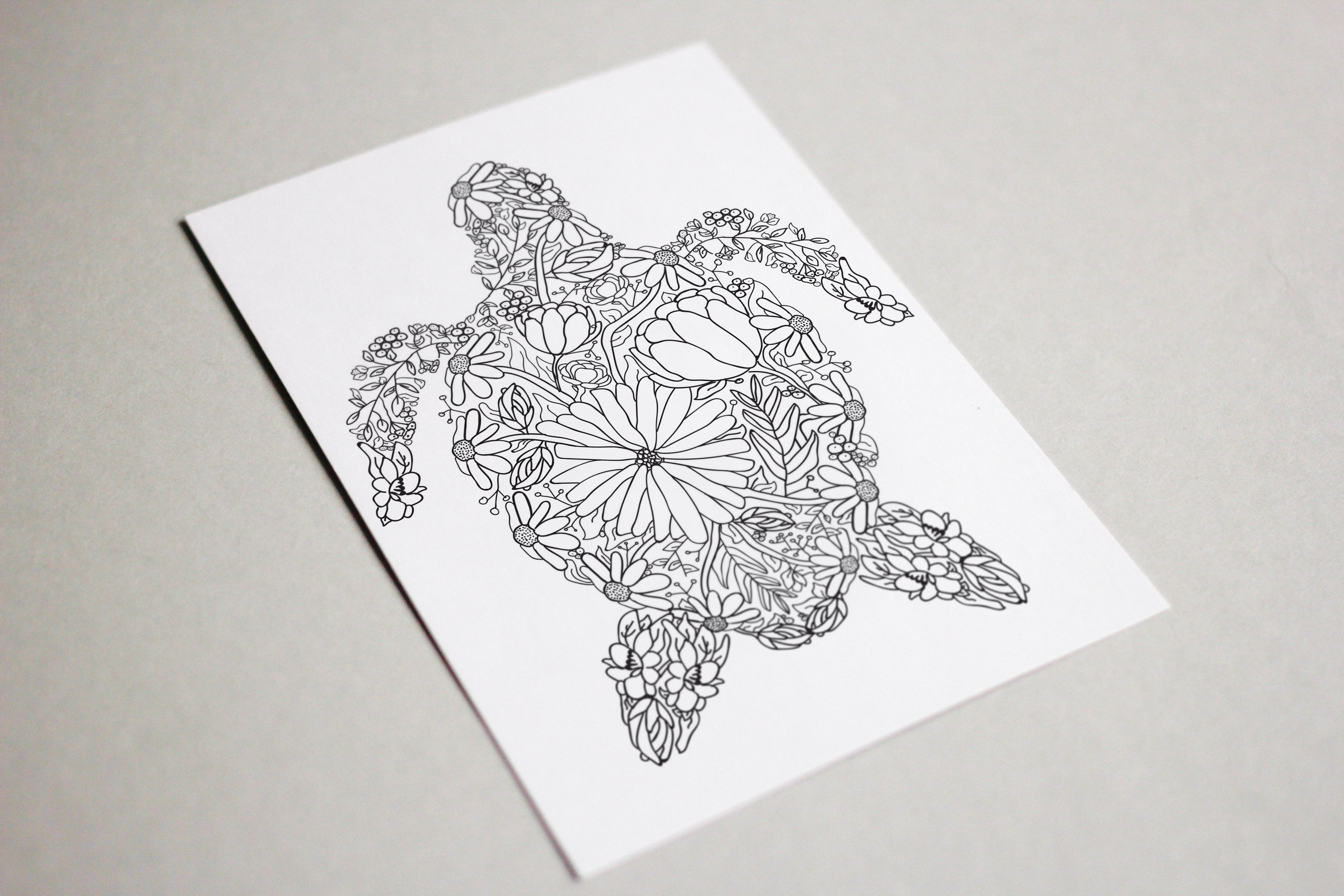 A turtley awesome line drawing of a turtle from flowers