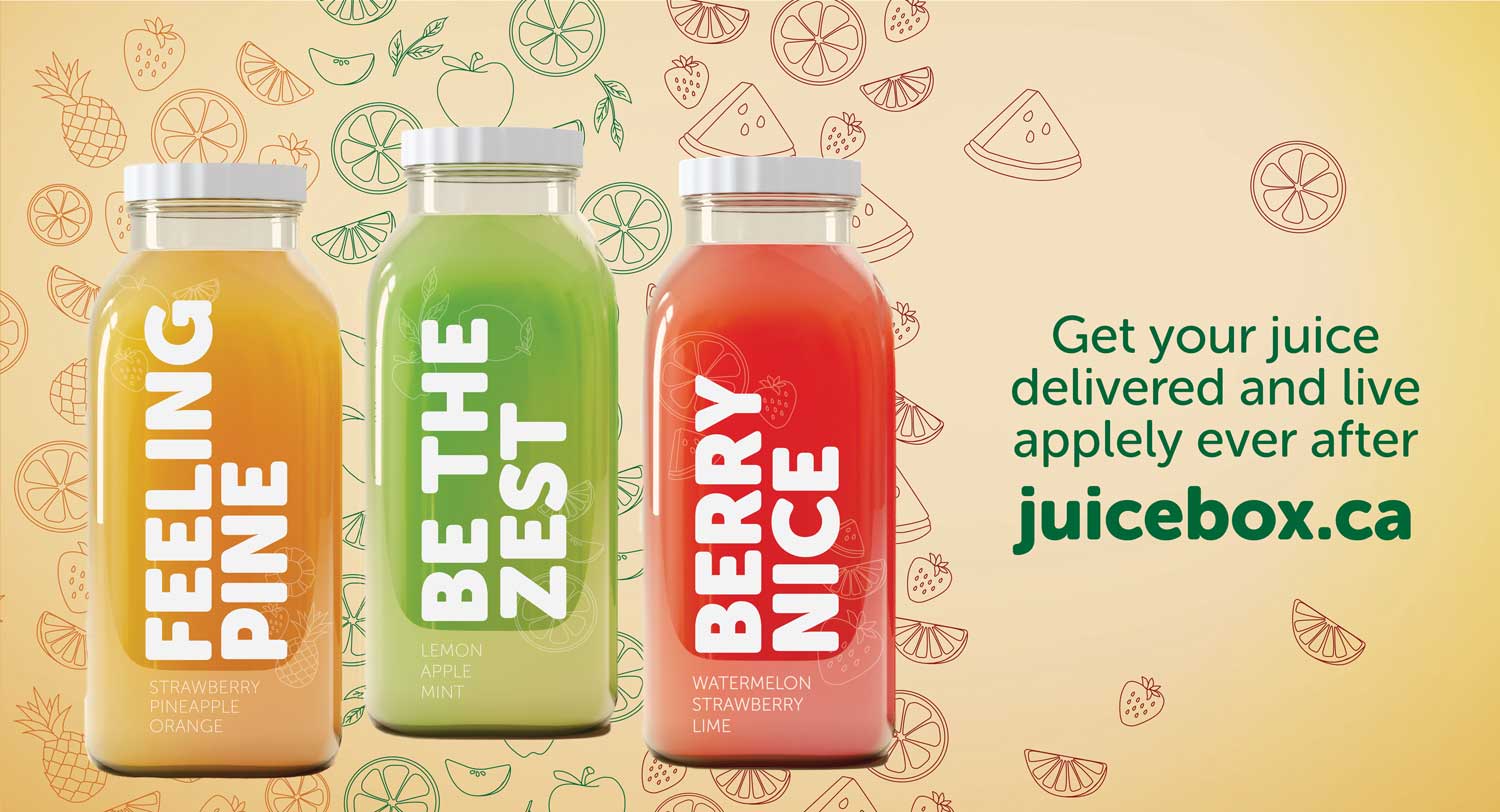 Final juice advertisement showing all the juice flavours